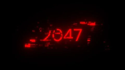 3D rendering 2047 text with screen effects of technological glitches Stock-Illustration