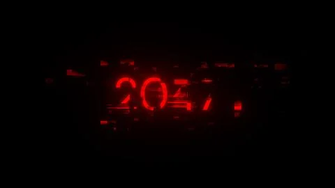 3D rendering 2047 text with screen effects of technological glitches イラスト素材