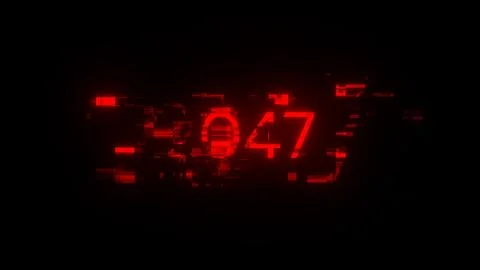 3D rendering 2047 text with screen effects of technological glitches Illustrazione stock