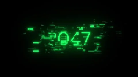 3D rendering 2047 text with screen effects of technological glitches イラスト素材