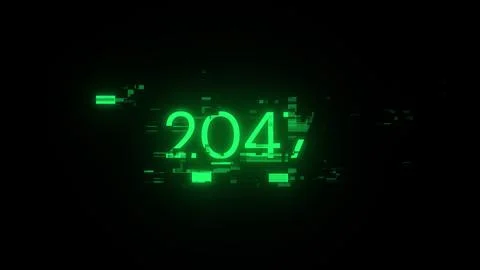 3D rendering 2047 text with screen effects of technological glitches イラスト素材