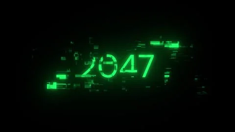 3D rendering 2047 text with screen effects of technological glitches Stock-Illustration