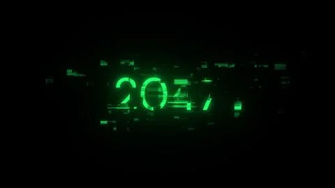 3D rendering 2047 text with screen effects of technological glitches Stock Illustration