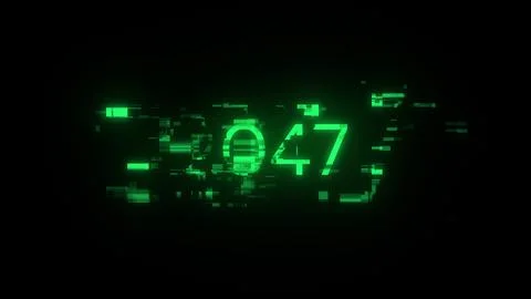 3D rendering 2047 text with screen effects of technological glitches イラスト素材
