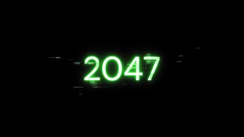 3D rendering 2047 text with screen effects of technological glitches イラスト素材