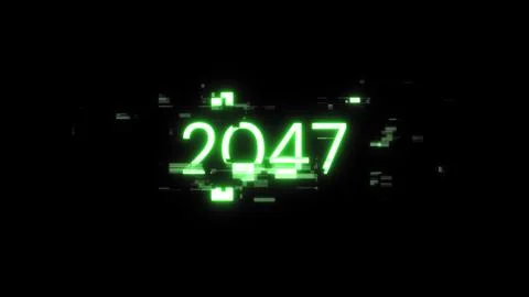 3D rendering 2047 text with screen effects of technological glitches イラスト素材