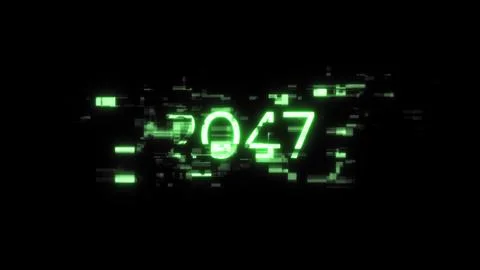 3D rendering 2047 text with screen effects of technological glitches Stockillustratie