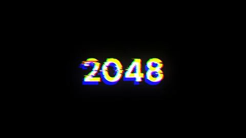 3D rendering 2048 text with screen effects of technological glitches Stock Photos