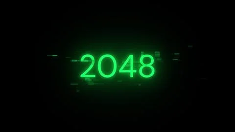 3D rendering 2048 text with screen effects of technological glitches Foto stock