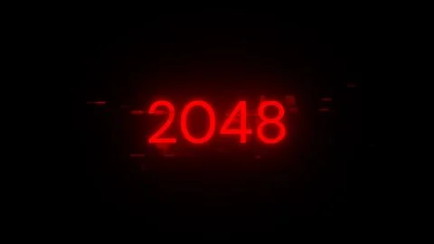 3D rendering 2048 text with screen effects of technological glitches Stock Photos