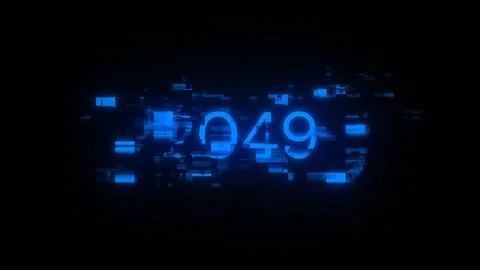 3D rendering 2049 text with screen effects of technological glitches 스톡 사진