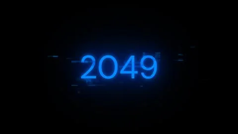 3D rendering 2049 text with screen effects of technological glitches Stock Photos
