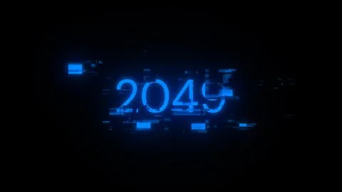 3D rendering 2049 text with screen effects of technological glitches Stock Photos