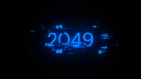 3D rendering 2049 text with screen effects of technological glitches Stock Photos
