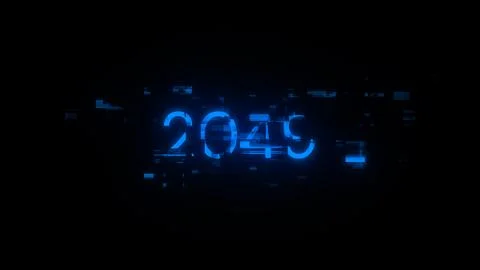 3D rendering 2049 text with screen effects of technological glitches Stock Photos