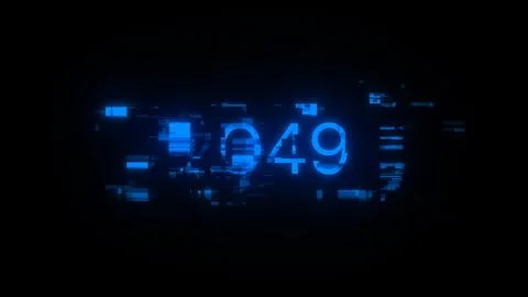 3D rendering 2049 text with screen effects of technological glitches Foto stock