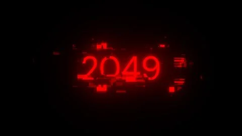 3D rendering 2049 text with screen effects of technological glitches 스톡 사진