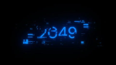 3D rendering 2049 text with screen effects of technological glitches Stock Photos