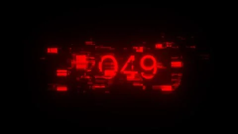 3D rendering 2049 text with screen effects of technological glitches Stock Photos