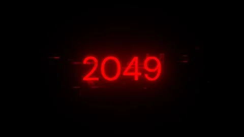 3D rendering 2049 text with screen effects of technological glitches Stock-Fotos