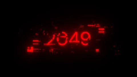 3D rendering 2049 text with screen effects of technological glitches 스톡 사진
