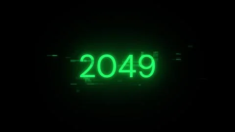 3D rendering 2049 text with screen effects of technological glitches Stock Photos