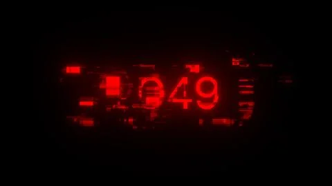 3D rendering 2049 text with screen effects of technological glitches Foto stock