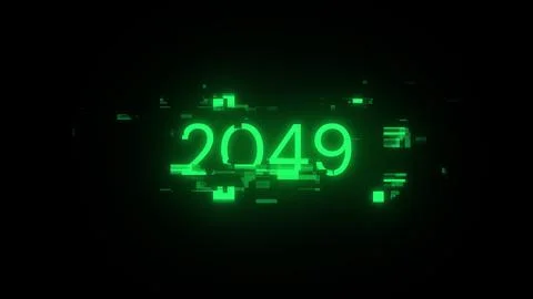 3D rendering 2049 text with screen effects of technological glitches 스톡 사진