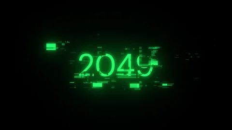 3D rendering 2049 text with screen effects of technological glitches 스톡 사진