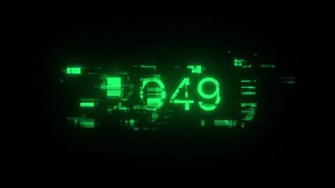 3D rendering 2049 text with screen effects of technological glitches Foto stock