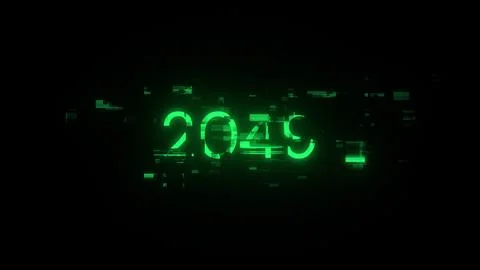 3D rendering 2049 text with screen effects of technological glitches 스톡 사진