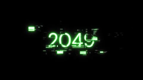 3D rendering 2049 text with screen effects of technological glitches Foto stock