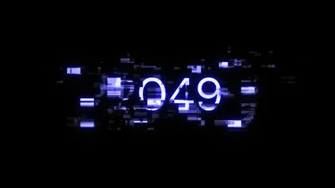 3D rendering 2049 text with screen effects of technological glitches Stock Photos