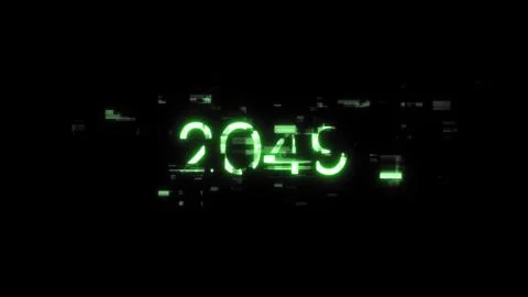 3D rendering 2049 text with screen effects of technological glitches 스톡 사진