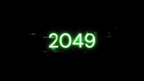 3D rendering 2049 text with screen effects of technological glitches 스톡 사진