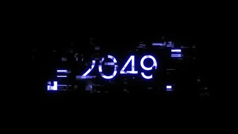 3D rendering 2049 text with screen effects of technological glitches Foto stock