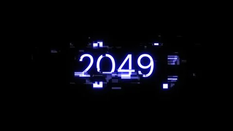 3D rendering 2049 text with screen effects of technological glitches 스톡 사진