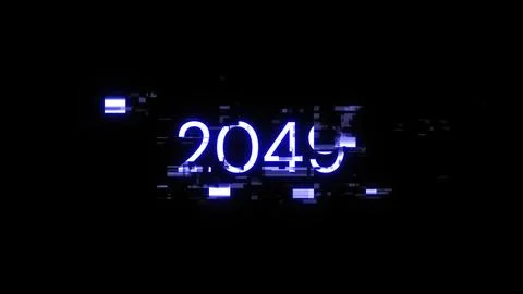 3D rendering 2049 text with screen effects of technological glitches Foto stock