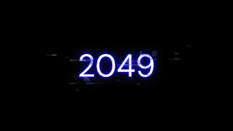 3D rendering 2049 text with screen effects of technological glitches Stock Photos