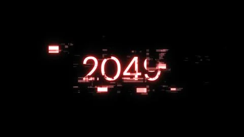 3D rendering 2049 text with screen effects of technological glitches Foto stock