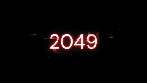 3D rendering 2049 text with screen effects of technological glitches 스톡 사진