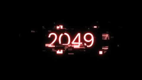 3D rendering 2049 text with screen effects of technological glitches Stock Photos