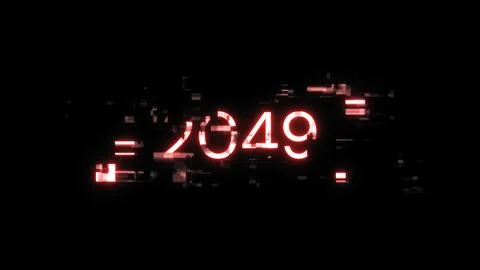 3D rendering 2049 text with screen effects of technological glitches 스톡 사진