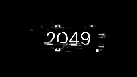 3D rendering 2049 text with screen effects of technological glitches 写真素材