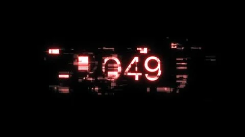 3D rendering 2049 text with screen effects of technological glitches 스톡 사진