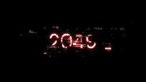 3D rendering 2049 text with screen effects of technological glitches 스톡 사진