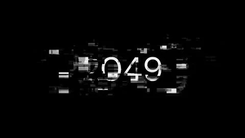 3D rendering 2049 text with screen effects of technological glitches Stock Photos