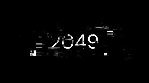 3D rendering 2049 text with screen effects of technological glitches Stock Photos