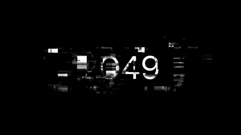 3D rendering 2049 text with screen effects of technological glitches Foto stock