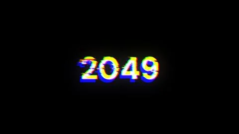 3D rendering 2049 text with screen effects of technological glitches Stock Photos